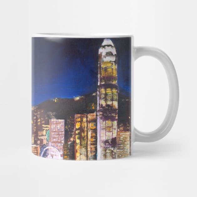 Hong Kong Victoria Harbor night view oil painting by colorandcolor